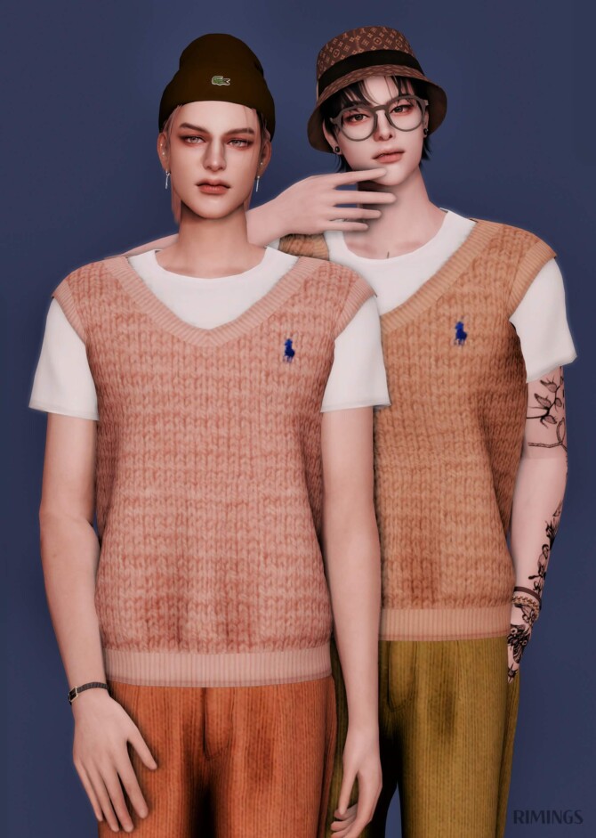 Short Sleeved T-shirt & Sweater Vest & Corduroy Pants at RIMINGs » Sims ...