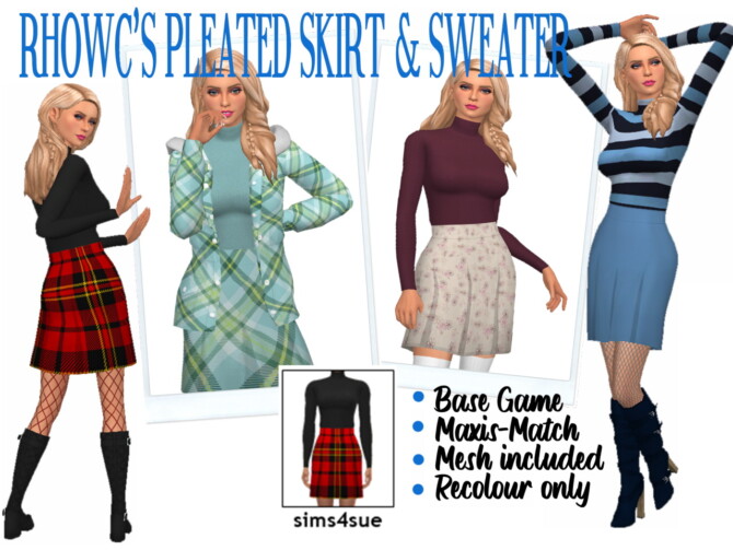 Sims 4 RHOWC’S PLEATED SKIRT & SWEATER at Sims4Sue