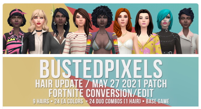 Sims 4 Fortnite Hairs Conversion/Edit UPDATES at Busted Pixels