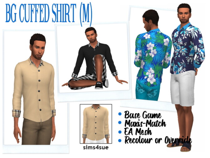Sims 4 BG CUFFED SHIRT (M) at Sims4Sue
