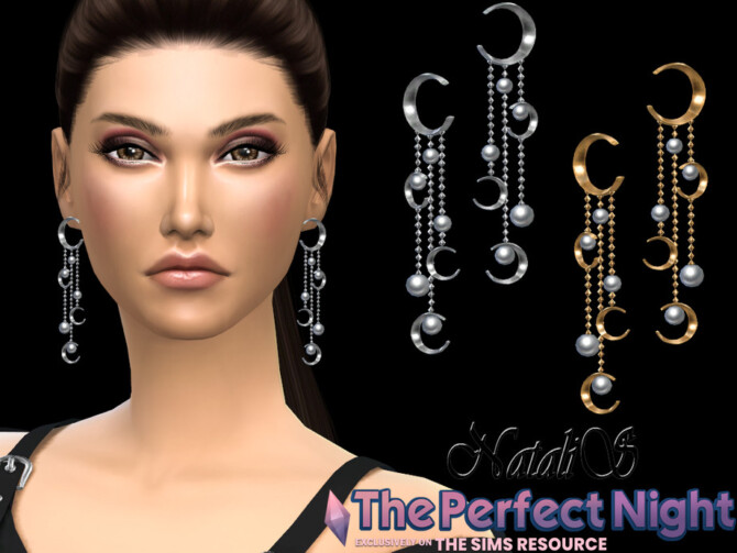 Sims 4 Crescent with pearl earrings by NataliS at TSR