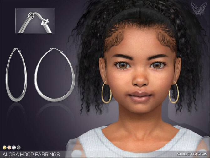 Sims 4 Alora Oval Hoop Earrings For Kids by feyona at TSR