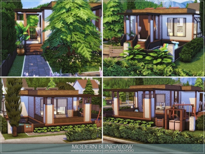 Sims 4 Modern Bungalow by MychQQQ at TSR