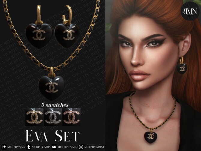Sims 4 Eva Set: earrings & necklace at MURPHY