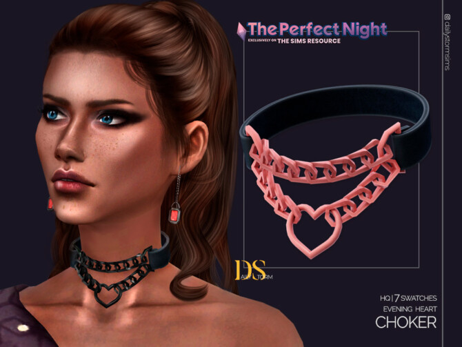 Sims 4 Evening Heart Choker by DailyStorm at TSR