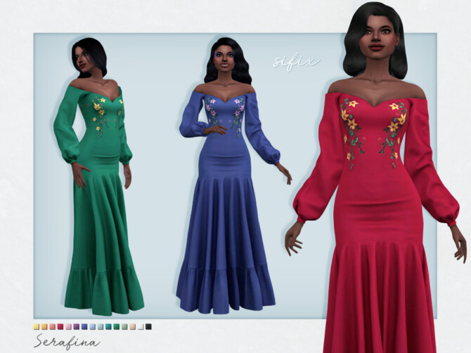 Sims 4 Serafina Dress by Sifix at TSR