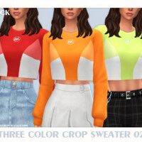 Three Color Crop Sweater 02 By Black Lily
