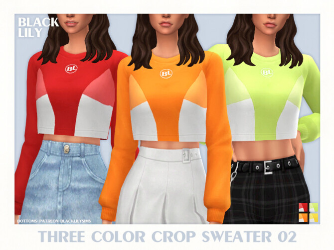 Sims 4 Three Color Crop Sweater 02 by Black Lily at TSR