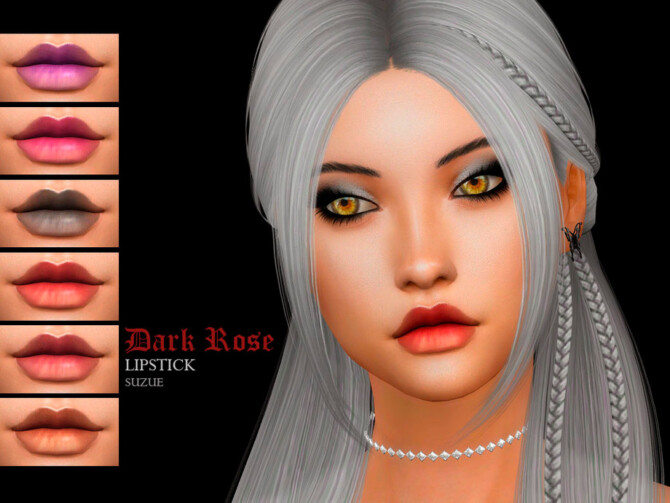 Sims 4 Dark Rose Lipstick N20 by Suzue at TSR