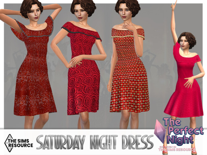 Sims 4 Saturday Night Dress by Pelineldis at TSR