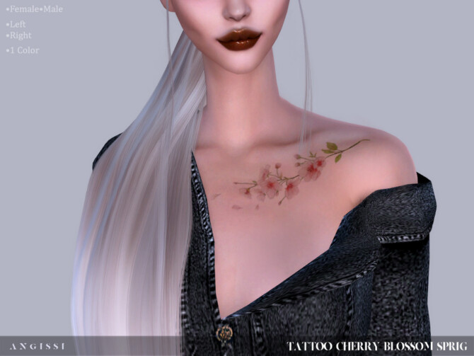 Sims 4 Tattoo Cherry blossom spring by ANGISSI at TSR