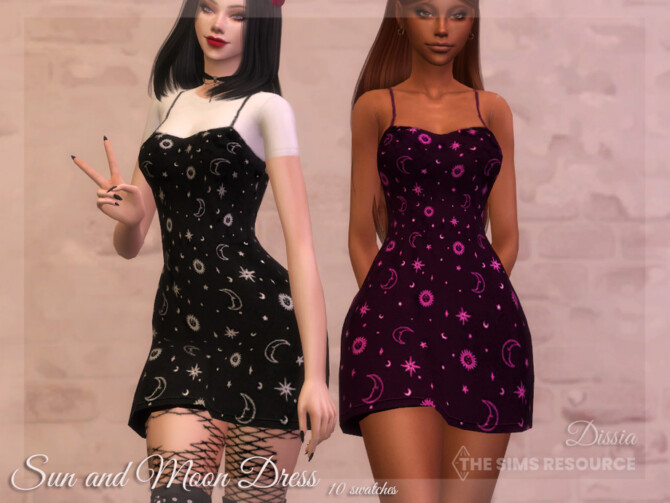 Sims 4 Sun and Moon Dress by Dissia at TSR