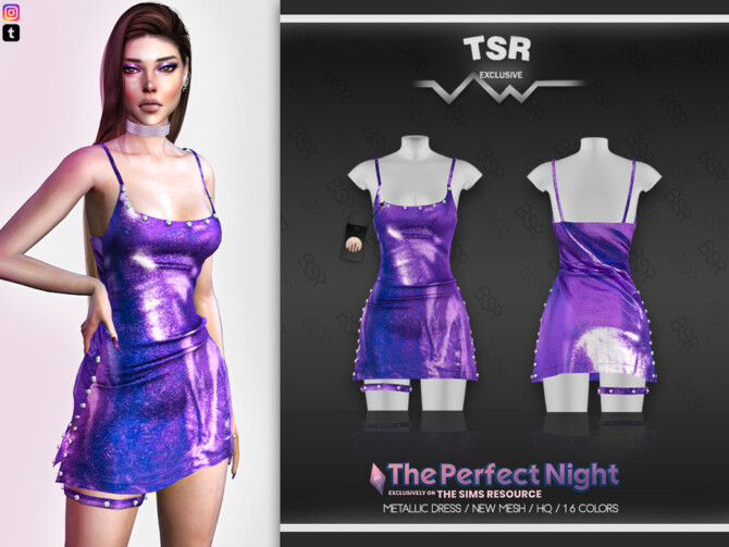 Sims 4 Metallic Dress BD489 by busra tr at TSR