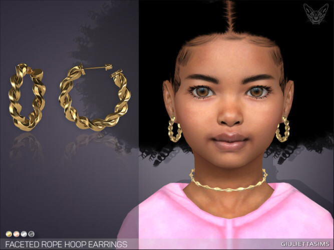 Faceted Rope Hoop Earrings For Kids By Feyona