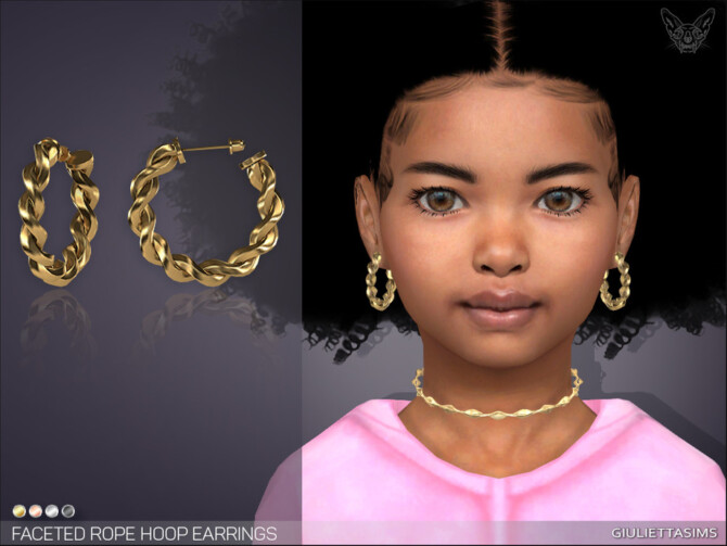 Sims 4 Faceted Rope Hoop Earrings For Kids by feyona at TSR