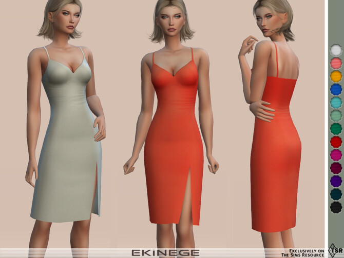 Sims 4 Cami Slit Dress by ekinege at TSR