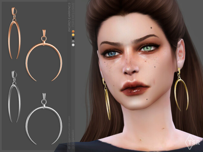 Sims 4 Ingrid earrings by sugar owl at TSR