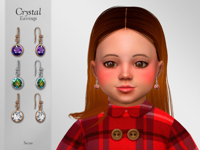 Sims 4 Crystal Earrings Toddler by Suzue at TSR