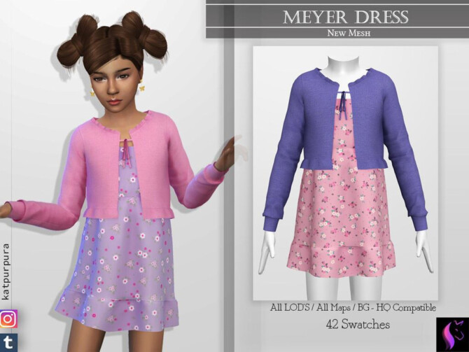 Sims 4 Meyer Dress by KaTPurpura at TSR