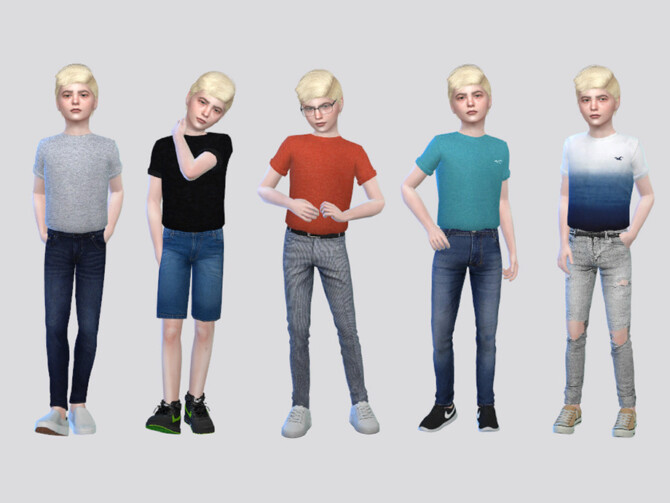 Sims 4 Tucked Basic Rolled Tees Boys by McLayneSims at TSR
