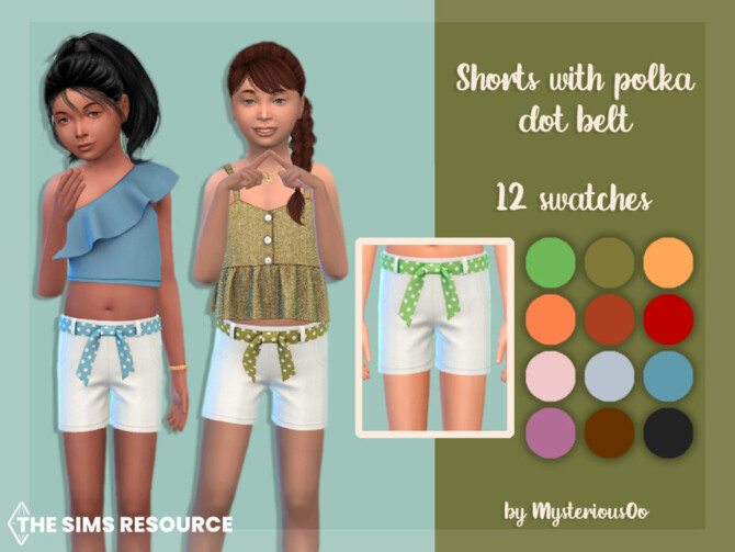 Sims 4 Shorts with polka dot belt by MysteriousOo at TSR