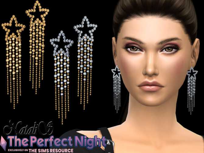 Sims 4 Star studded tassel earrings by NataliS at TSR