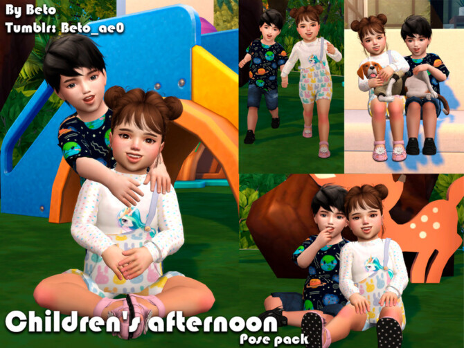 Sims 4 Childrens afternoon (Pose Pack) by Beto ae0 at TSR