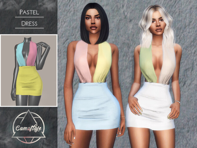 Sims 4 Pastel Dress by Camuflaje at TSR