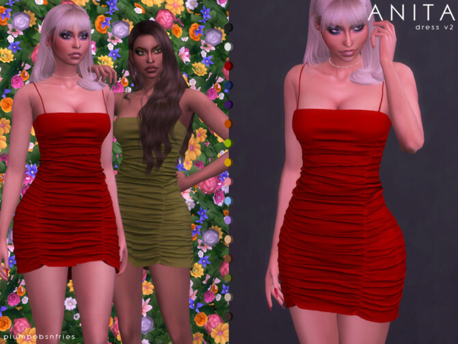 Sims 4 ANITA dress v2 by Plumbobs n Fries at TSR