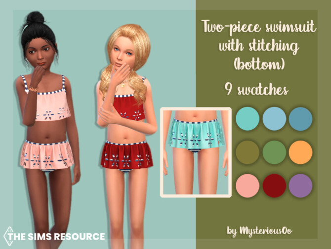 Sims 4 Two piece swimsuit with stitching (bottom) by MysteriousOo at TSR