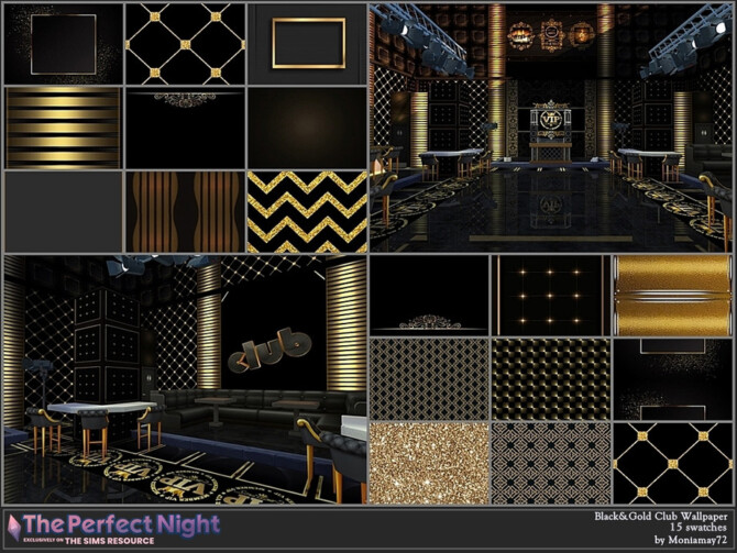 Sims 4 The Perfect Night Black&Gold Club Wallpaper by Moniamay72 at TSR