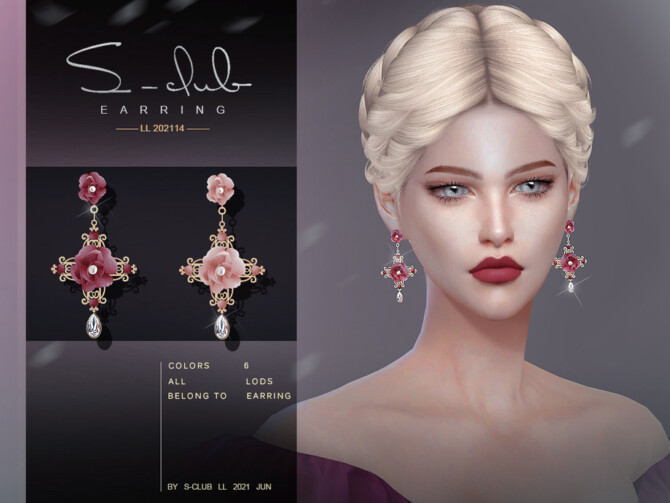 Sims 4 FLOWER EARRINGS 202114 by S Club LL at TSR