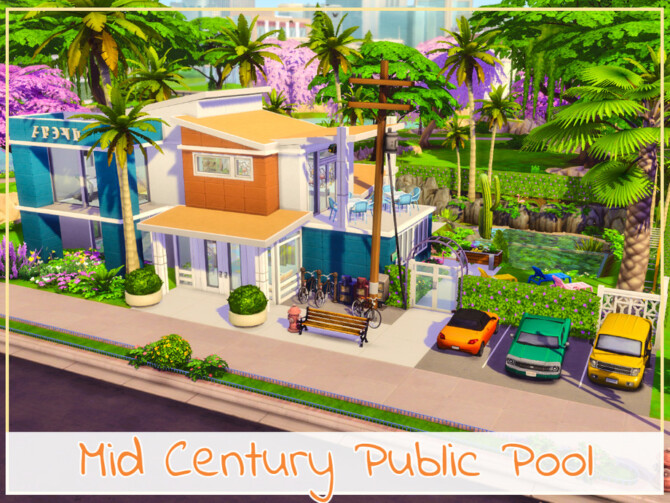 Sims 4 Mid Century Public Pool by simmer adelaina at TSR