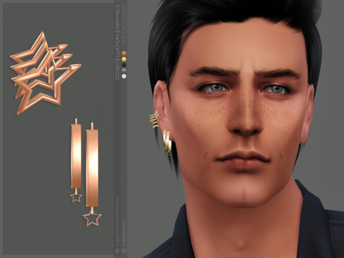 Sims 4 Constellation earrings Right by sugar owl at TSR