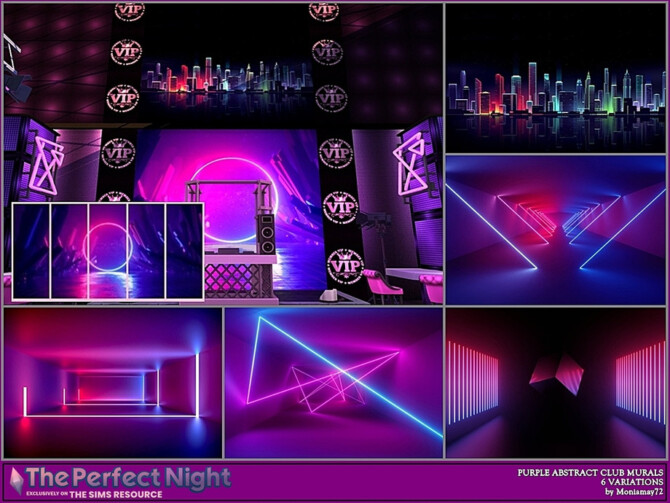 Sims 4 The Perfect Night Purple Abstract Club Murals by Moniamay72 at TSR
