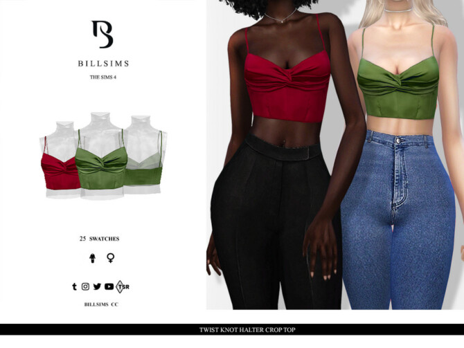 Sims 4 Twist Knot Halter Crop Top by Bill Sims at TSR