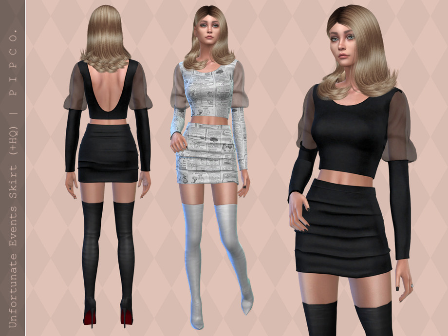 Unfortunate Events Skirt II by Pipco at TSR » Sims 4 Updates