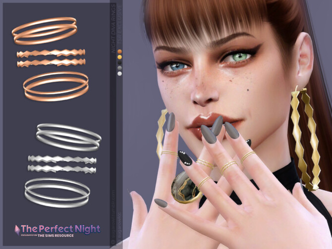 Sims 4 Night Diva rings by sugar owl at TSR