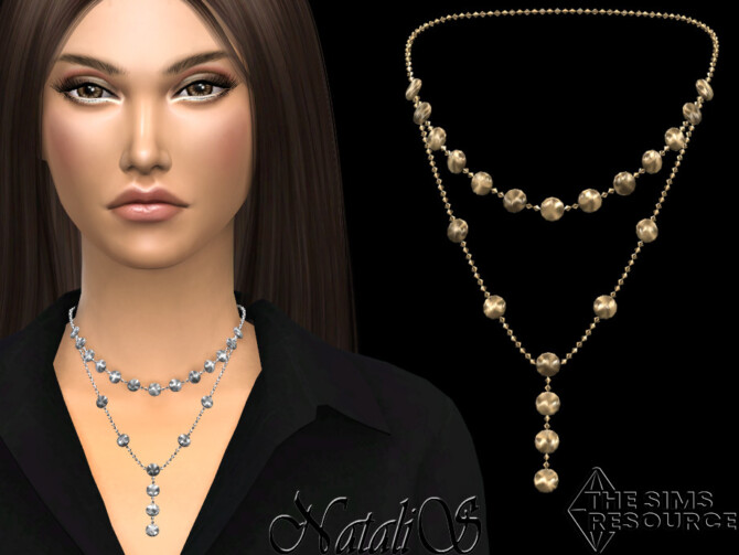 Sims 4 Mini disk layered necklace by NataliS at TSR