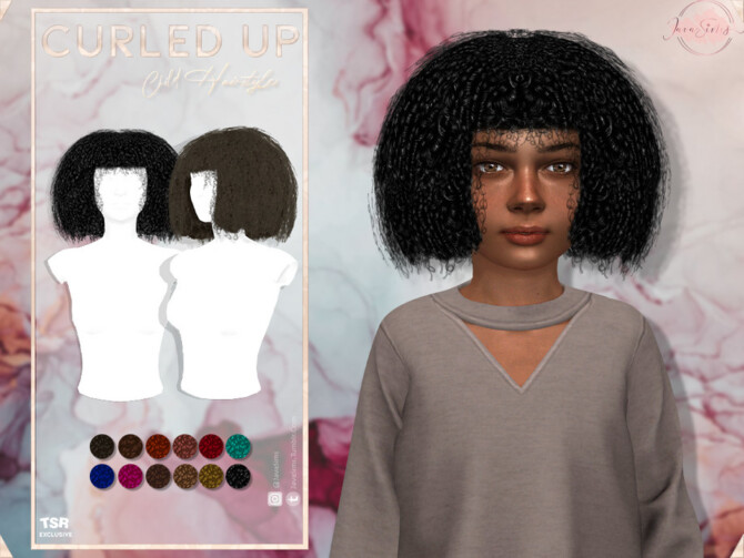 Sims 4 Curled Up Child Hairstyle by JavaSims at TSR