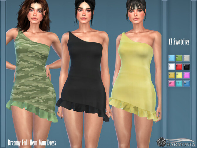 Sims 4 Dreamy Frill Hem Mini Dress by Harmonia at TSR