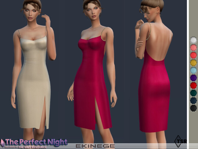 Sims 4 Backless Dress With Slit by ekinege at TSR