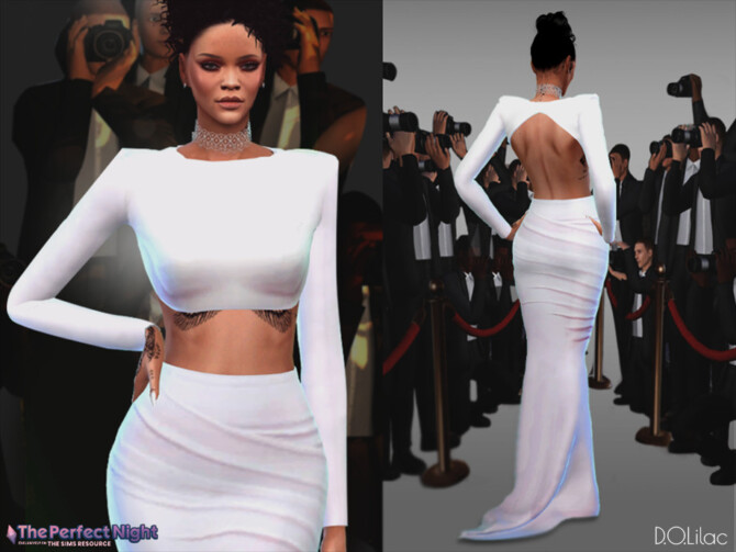 Sims 4 Rihanna Dress DO135 by D.O.Lilac at TSR