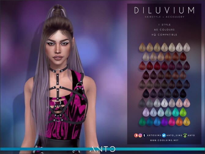 Sims 4 Diluvium hair by Anto at TSR