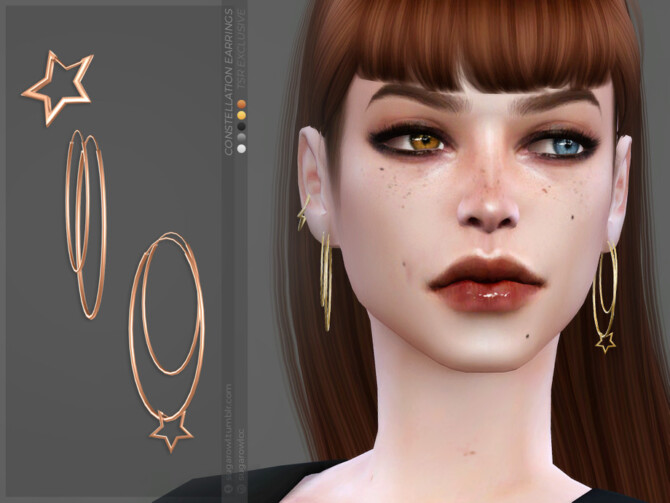 Sims 4 Constellation earrings by sugar owl at TSR