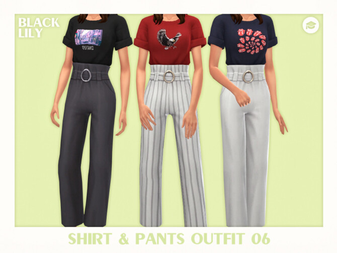 Sims 4 Shirt & Pants Outfit 06 by Black Lily at TSR