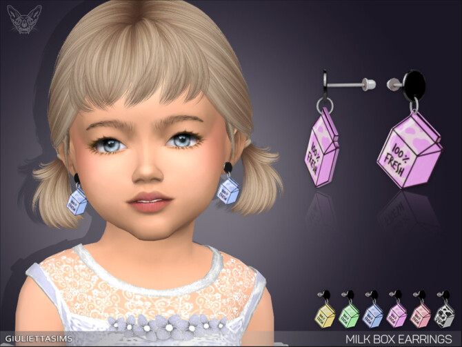 Sims 4 Milk Box Earrings For Toddlers by feyona at TSR