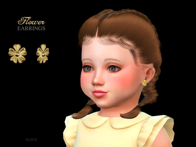 Sims 4 Flower Earrings Toddler by Suzue at TSR