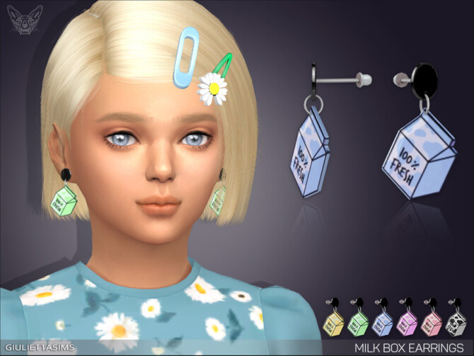 Sims 4 Milk Box Earrings For Kids by feyona at TSR
