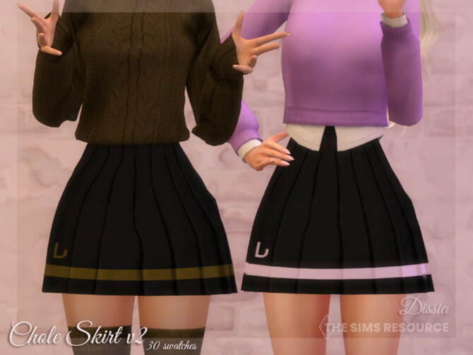 Sims 4 Chloe Skirt v2 (Dark) by Dissia at TSR
